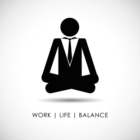 businessman in yoga pose work life balance pictogram vector illustration EPS10のイラスト素材