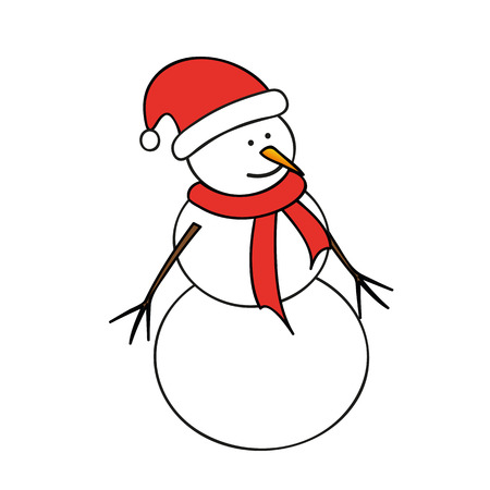 snowman with red cap and scarf vector illustration EPS10のイラスト素材