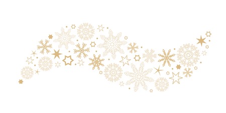 decorative golden christmas wave with snowflakes and stars vector illustration EPS10のイラスト素材