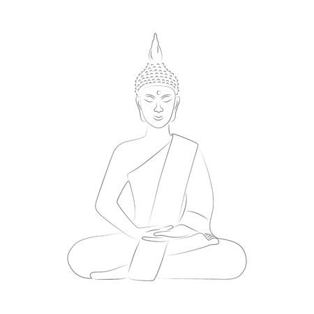 buddha meditation yoga outline drawing vector illustration EPS10のイラスト素材