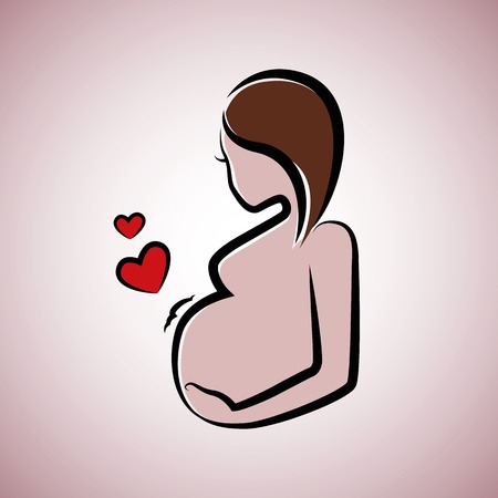 beautiful pregnant woman with brown hair vector illustration EPS10のイラスト素材