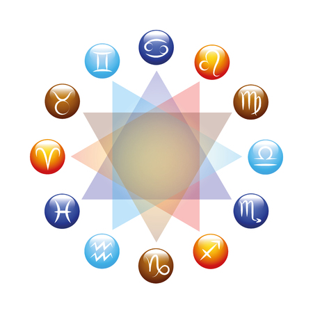 zodiac colorful sign set circle vector illustration EPS10のイラスト素材