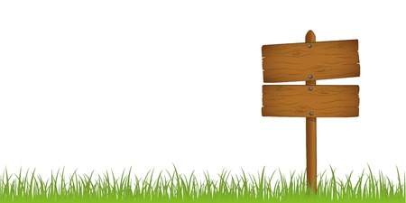 wooden sign in grass with copy space isolated on white background vector illustration EPS10のイラスト素材