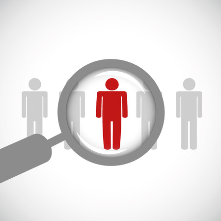 find the right person red with a magnifying glass pictorgam vector illustration EPS10のイラスト素材