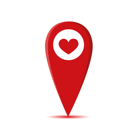 red heart pin find love vector illustration EPS10のイラスト素材