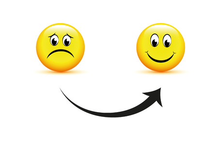 smiley faces sad to happy arrow icon vector illustration EPS10のイラスト素材