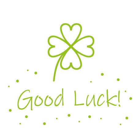 good luck typography with green four-leaf clover vector illustration EPS10のイラスト素材