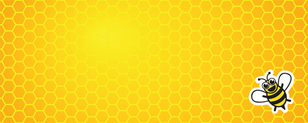 yellow honeycomb background with honey bee vector illustration EPS10のイラスト素材