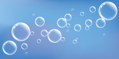 blue soap bubbles on blue background vector illustration EPS10のイラスト素材