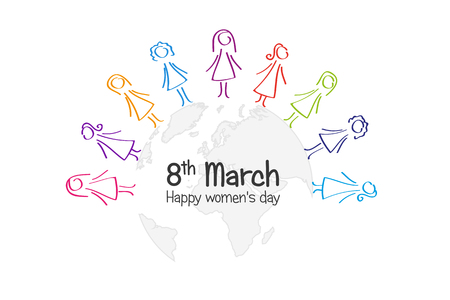 international women's day with colorful womans group around the world vector illustration EPS10のイラスト素材