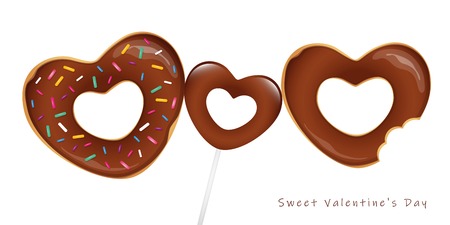sweet valentines day with chocolate donuts and lollipop vector illustration EPS10のイラスト素材