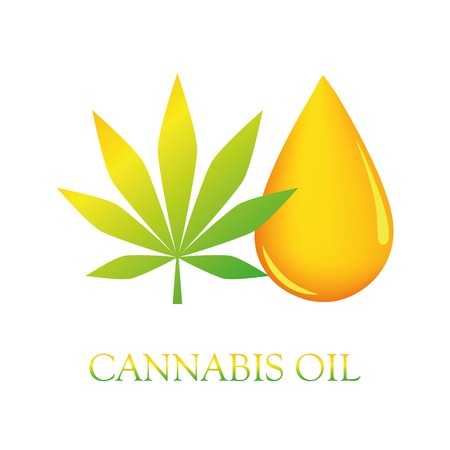 cbd cannabis oil drop and leaf vector illustration EPS10のイラスト素材