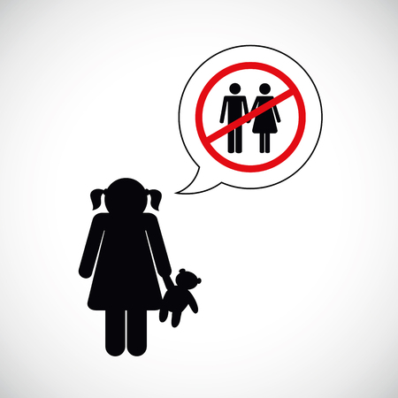 orphan girl is thinking about her parents vector illustrationのイラスト素材