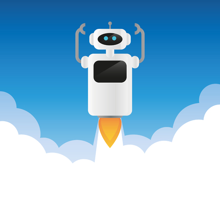robot launches into space with smoke vector illustration EPS10のイラスト素材