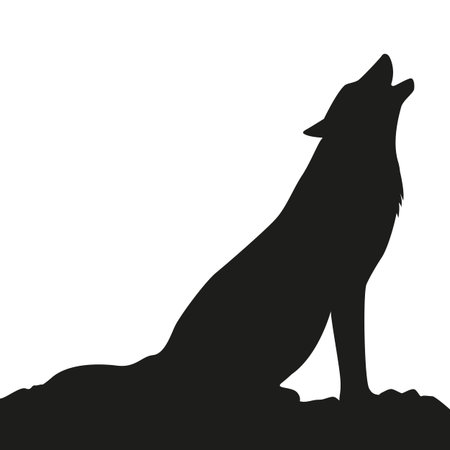 howling wolf silhouette on white background vector illustration EPS10