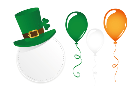 St. Patricks Day set with round label hat clover and balloons vector illustration EPS10のイラスト素材