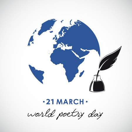 world poetry day sketch of a fountain pen and globe vector illustration EPS10のイラスト素材