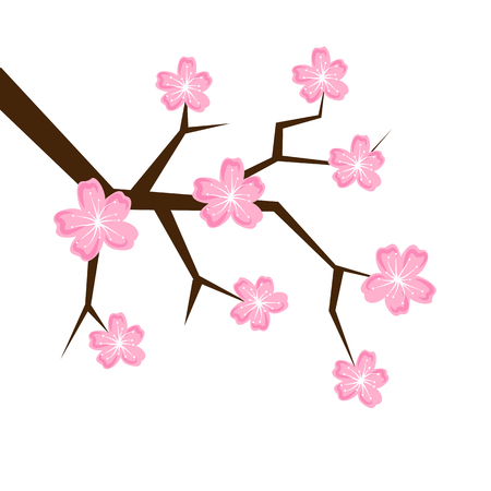 spring cherry blooming flowers pink petals isolated on a white background vector illustration EPS10のイラスト素材