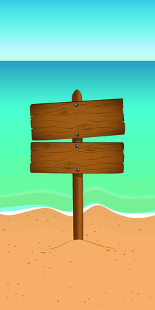 wooden sign on the beach with copy space summer vacation vector illustration EPS10のイラスト素材