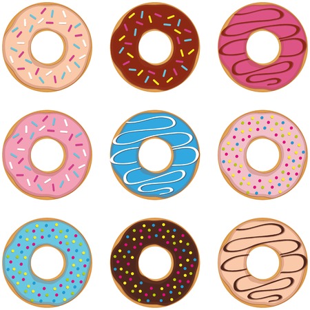 colorful set of donuts with different sprinkles vector illustration EPS10のイラスト素材