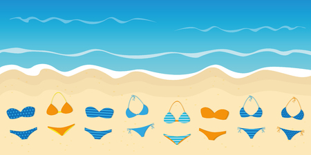 many colorful bikinis on the beach summer holiday background vector illustration EPS10のイラスト素材