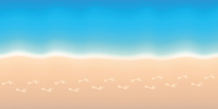 footprints on beautiful beach summer holiday background vector illustration EPS10のイラスト素材