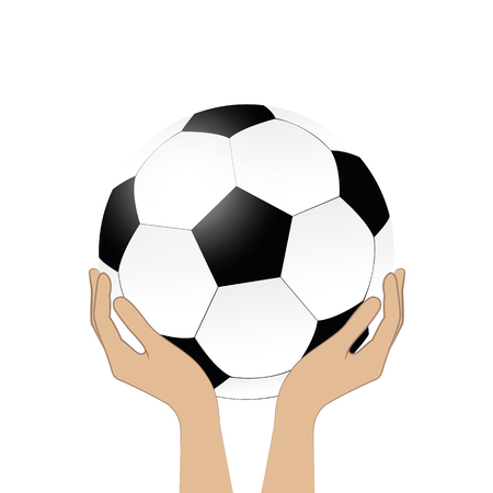 hands hold football isolated on white background vector illustration EPS10のイラスト素材