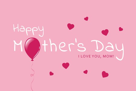 mothers day greeting card with pink balloon and hearts vector illustration EPS10のイラスト素材