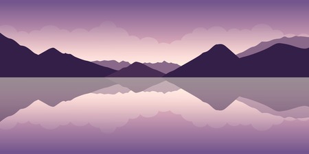 purple mountain and water landscape vector illustration EPS10のイラスト素材