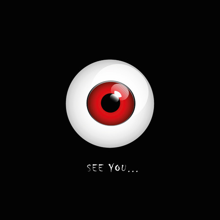 scary red eye on black background for halloween vector illustrationのイラスト素材