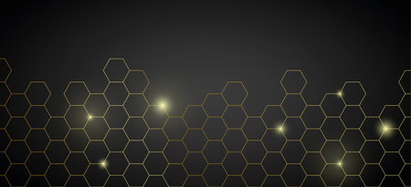 golden honeycomb shiny technical background vector illustration EPS10