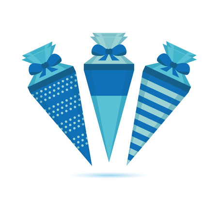 pattern school cone set in blue colors isolated on white vector illustration EPS10のイラスト素材