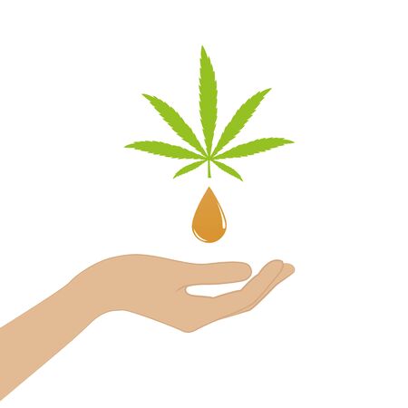 cannabis oil drop with human hand vector illustrationのイラスト素材