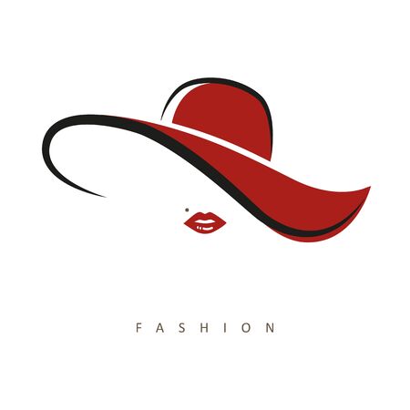 stylized woman with red hat and red lips vector illustrationのイラスト素材