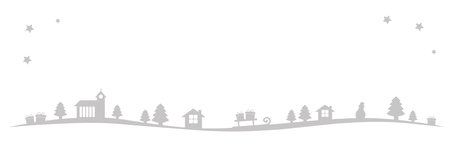 christmas landscape border with church firs houses and gifts vector illustration EPS10のイラスト素材