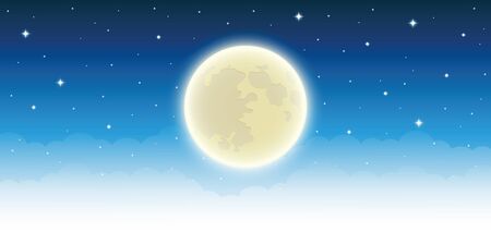 full shiny moon in starry sky vector illustration EPS10のイラスト素材