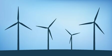 windmills silhouette wind power energy concept vector illustration EPS10のイラスト素材