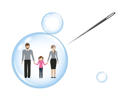 family with a child in a soap bubble and a needle vector illustration EPS10のイラスト素材