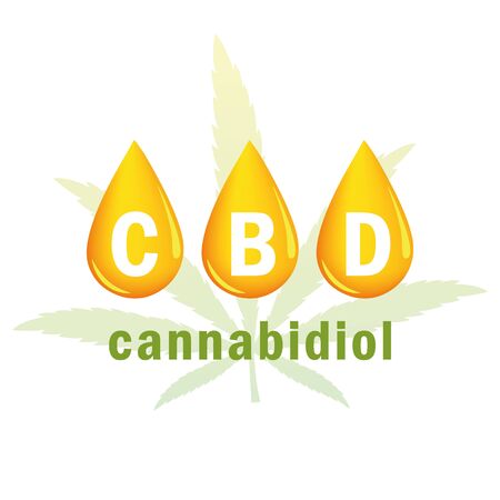 cbd oil cannabidiol drop and cannabis leaf vector illustrationのイラスト素材