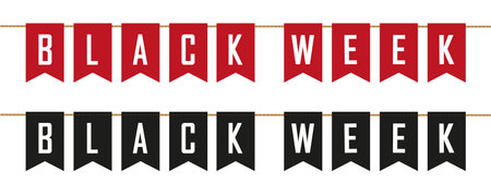 black week sale flags banner on white background vector illustrationのイラスト素材