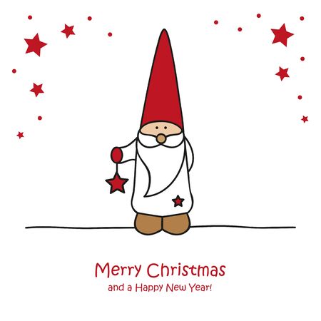 cute christmas dwarf with star christmas cartoon vector illustrationのイラスト素材