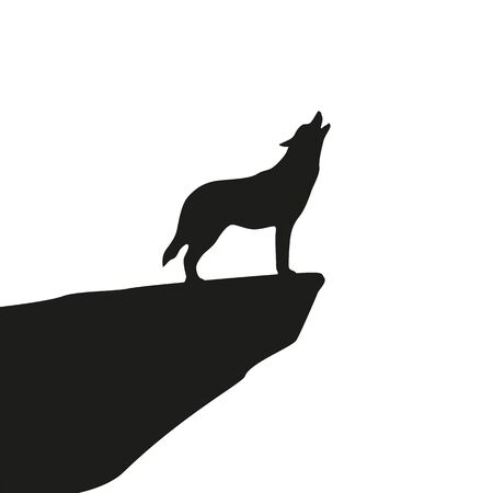 howling wolf silhouette on white background vector illustration EPS10のイラスト素材