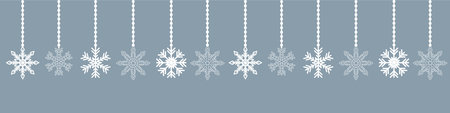 white hanging snowflake christmas decoration on blue background vector illustration EPS10