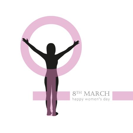 8th march international womens day girl and female symbol vector illustrationのイラスト素材