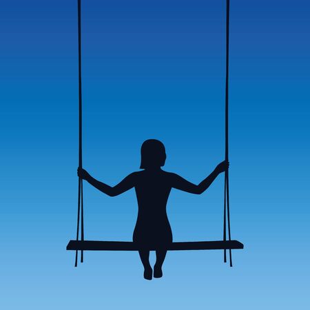 girl on a swing on blue sky background vector illustration EPS10のイラスト素材