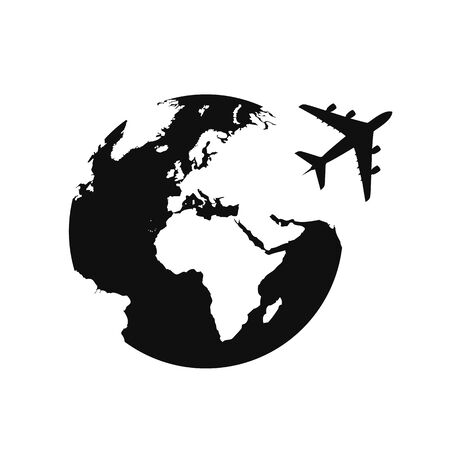 plane flying around the globe travel icon vector illustration EPS10のイラスト素材