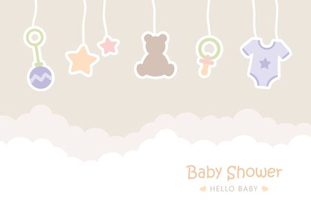 baby shower welcome greeting card for childbirth vector illustration EPS10のイラスト素材