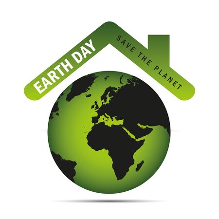 earth day save the planet label and globe vector illustrationのイラスト素材