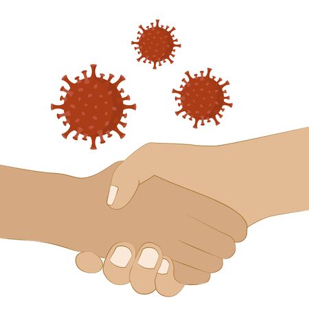 virus transmission by shaking hands vector illustrationのイラスト素材