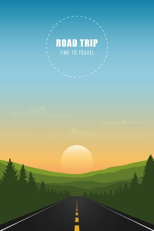 road trip asphalt road in the mountains vector illustrationのイラスト素材
